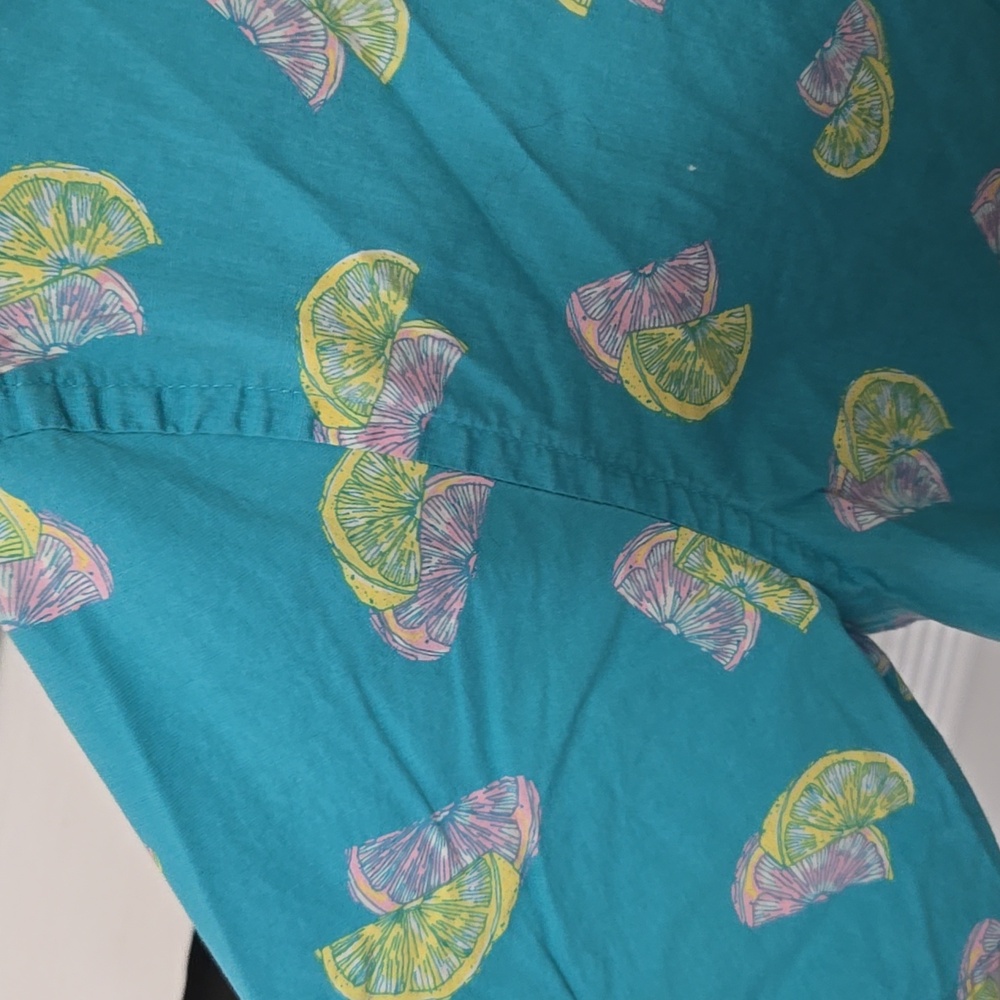 Crown & Ivy Blue Shirt with Lime Print - Picture 2 of 10